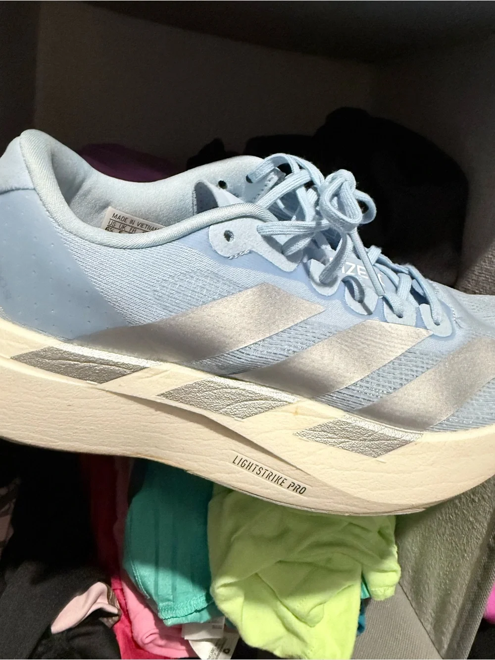 adidas Light Blue Women's Running Shoes with Silver Stripes